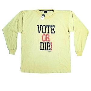 Vintage 2004 Diddy Sean John Vote Or Die Mens Long Sleeve Tshirt Gold 4X NWT